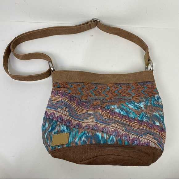Toms canvas bucket round shoulder bag western print crossbody - Picture 1 of 9